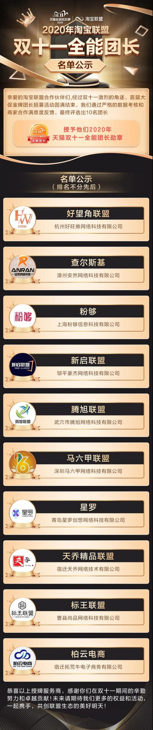 双十一大促全能团长名单出炉啦