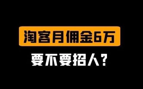 淘客月佣金6万，需要招人吗？