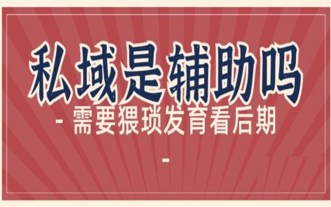 私域就是辅助，要猥琐发育？？？