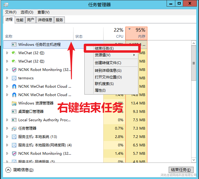 windows 任务的主机进程占用内存过高处理