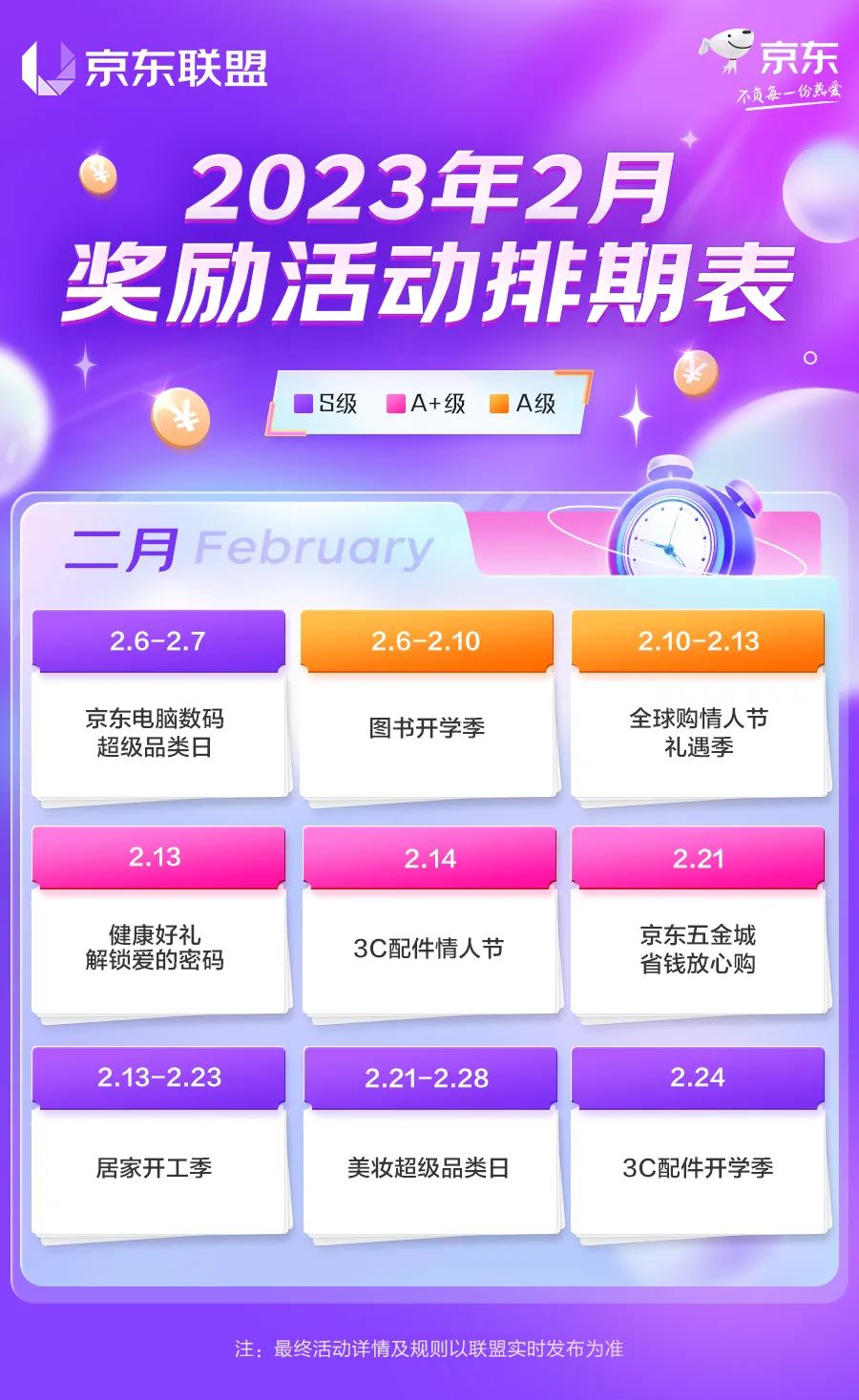 京东联盟2月推什么？奖励活动排期表来咯！
