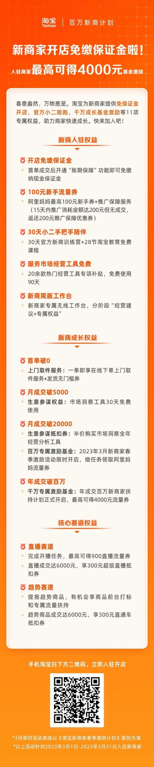 淘宝新商家开店免交保证金计划