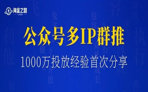 公众号多IP群推付费投流，1000万投放经验首次分享