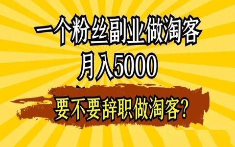 副业做淘客月入5000，打工月入6700，要不要辞职?
