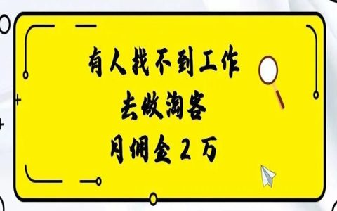 有人找不到工作，但是做淘客月佣2 万